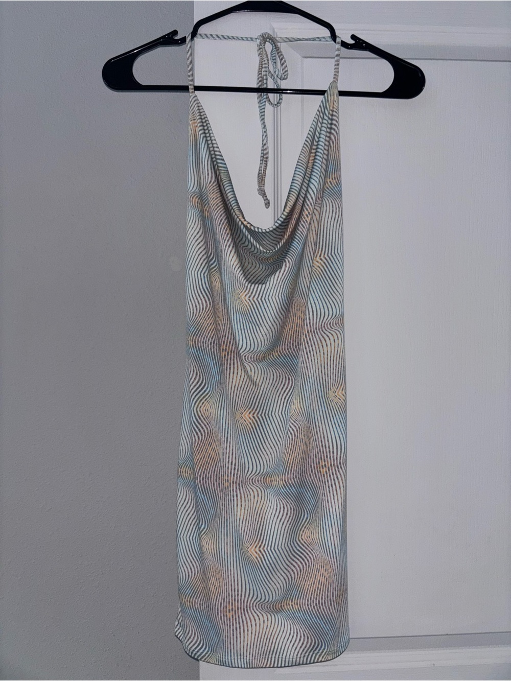 Forever 21 Blue and Cream Cowl Neck Mini Dress